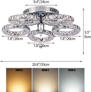 Lámpara de cristal 5 cabezas led moderna vintage