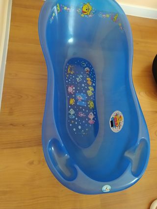 Bañera bebé azul plástico rígido, bañerita.
