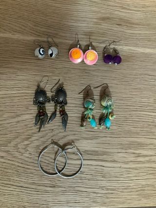6 pares Pendientes - multicolor, plata
