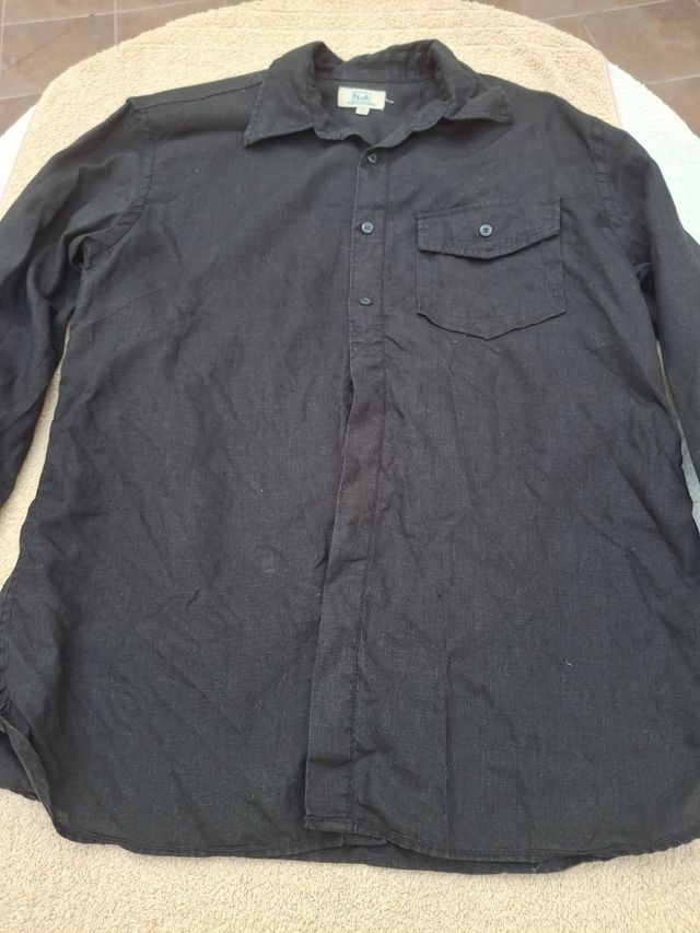 Camisa negra lino talla M