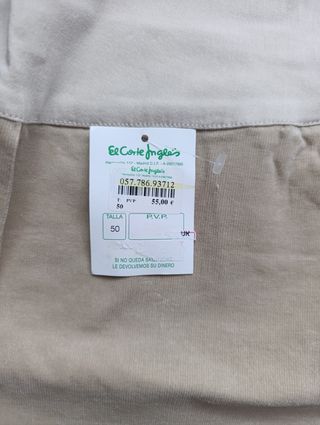 Pantalones premamá beige El Corte Inglés L