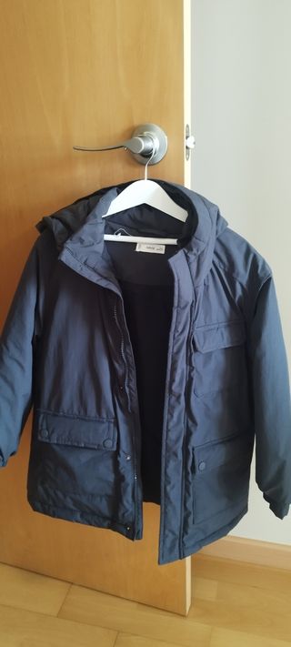 Abrigo mango gris, niño 8-9 años