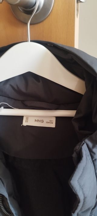 Abrigo mango gris, niño 8-9 años