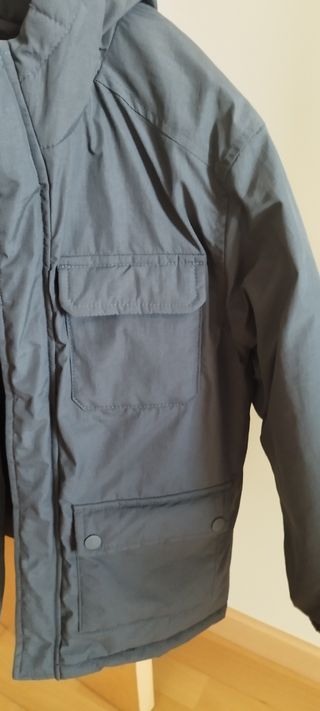 Abrigo mango gris, niño 8-9 años