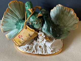 Piccioni porcellana verdi-oro