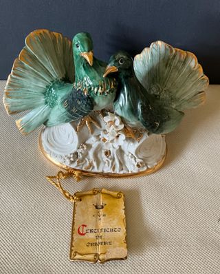Piccioni porcellana verdi-oro