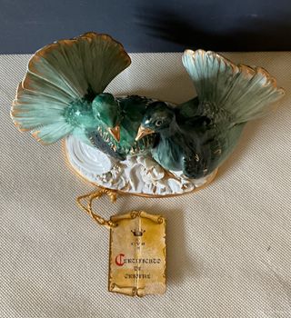 Piccioni porcellana verdi-oro