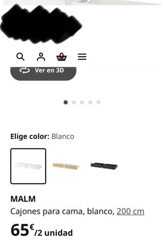 Cama individual MALM LONSET IKEA 90x200 y cajones
