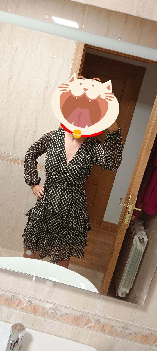 Vestido lunares blanco y negro