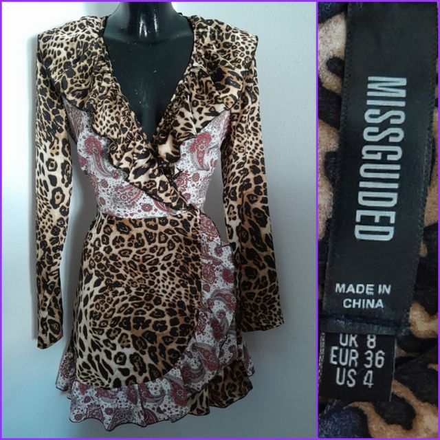 Vestito Missguided Leopardo Tg S/36 Nuovo