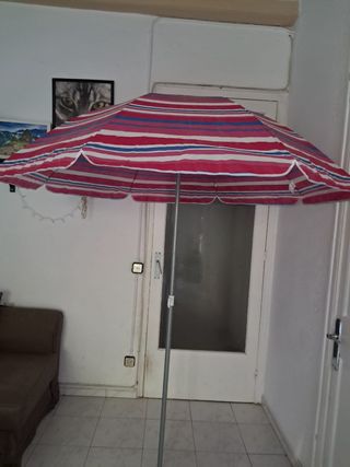 Sombrilla playa rayas rojas 200cm