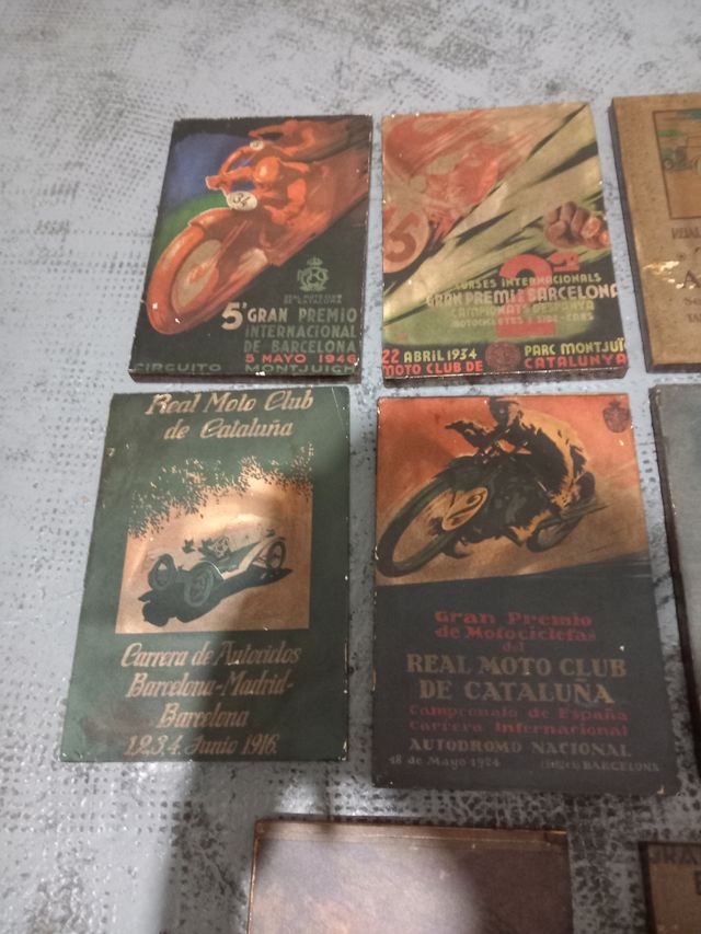 8 quadri di vecchie corse motociclistiche