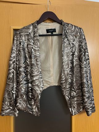 Chaqueta Mango fiesta dorada y plateada - M