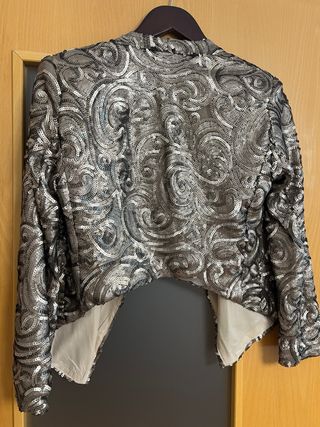 Chaqueta Mango fiesta dorada y plateada - M