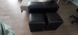 Sofá Chaise Longue 3 plazas beige-negro