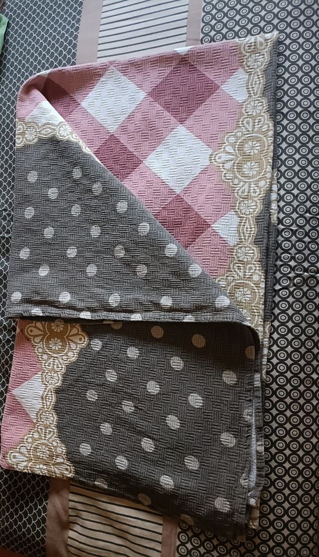 Colcha verano | algodón rosa y gris