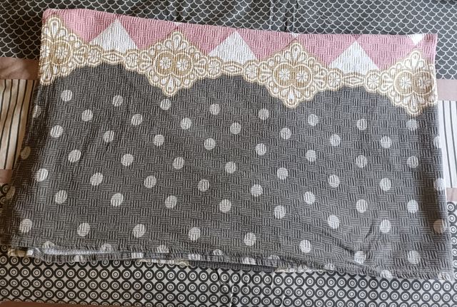 Colcha verano | algodón rosa y gris