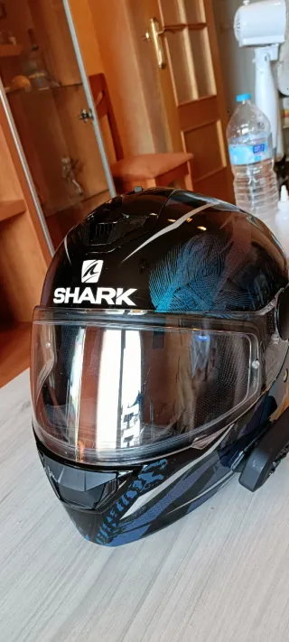Casco moto Shark D-Skwal azul y rosa 