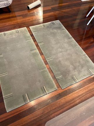 2 Alfombras lana gris-verde