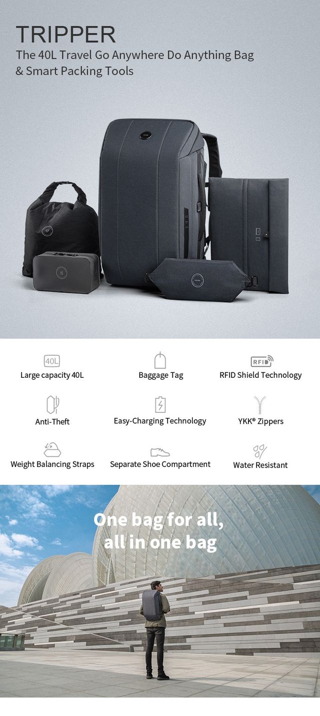 Zaino da viaggio da 40 litri con accessori