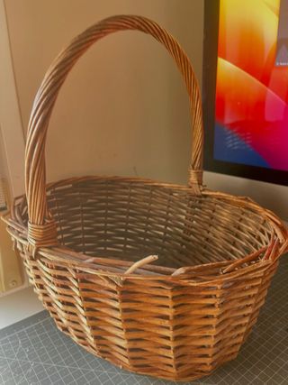 Cesta mimbre vintage marrón