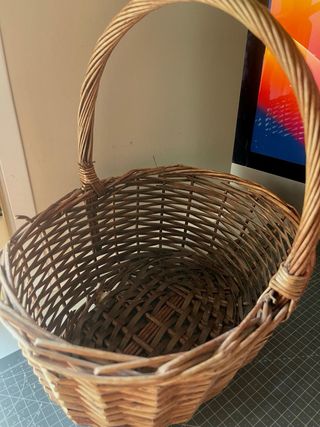 Cesta mimbre vintage marrón