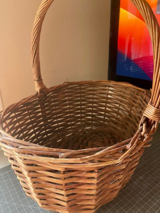 Cesta mimbre vintage marrón