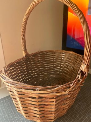 Cesta mimbre vintage marrón