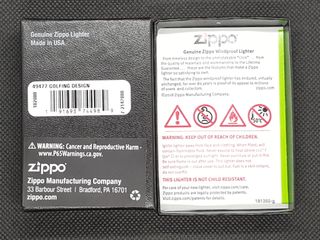 Zippo 2022 Model 49477 Tumbled Brass, Golfer.