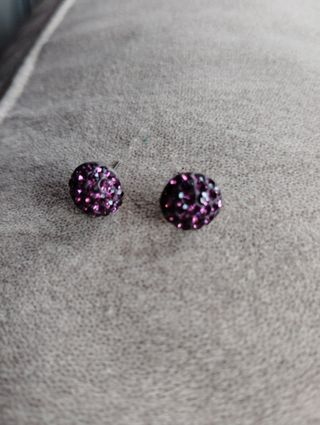 Pendientes Plata Cristales Morados