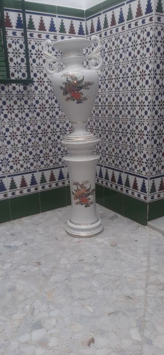 Jarrón porcelana blanco-dorado