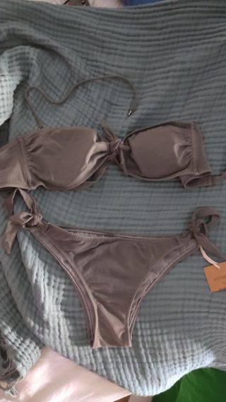 Bikini gris - de algodón efecto desgastado