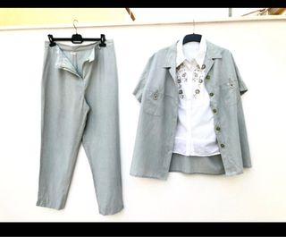 Traje pantalón y blusón verde agua Perfecto estado