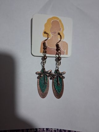 Pendientes libélula - marrón, verde