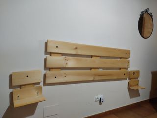Cabecero cama madera + 2 mesillas