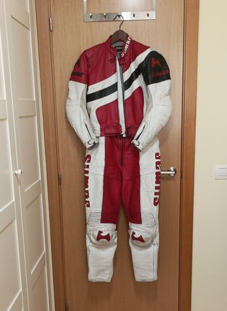 Traje moto cuero Silmar rojo-blanco