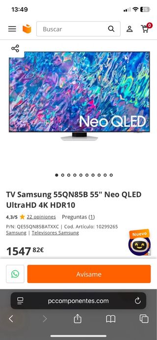 TV  Samsung 55" QE55QN85BAT