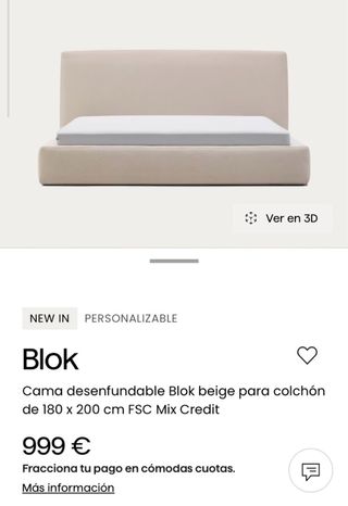 Cama Blok Beige 180x200