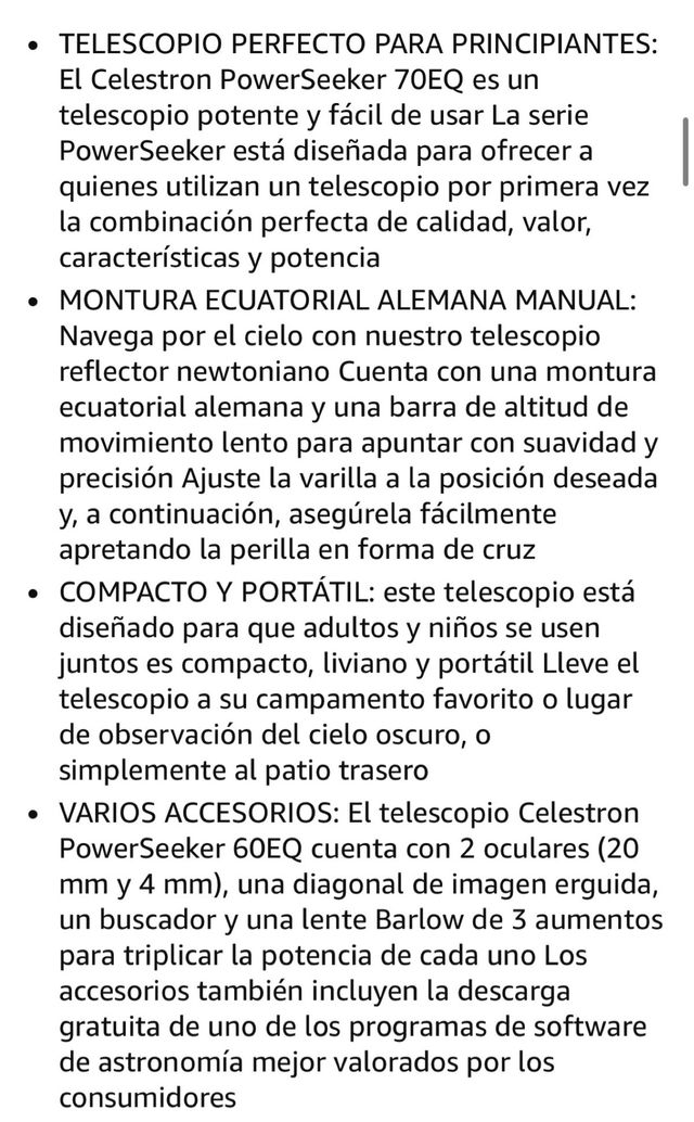 Telescopio Celestron PowerSeeker 70EQ