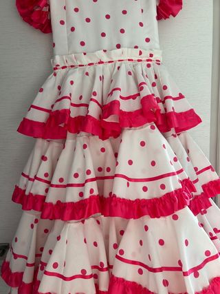 Vestido niña flamenco lunares rosa fucsia
