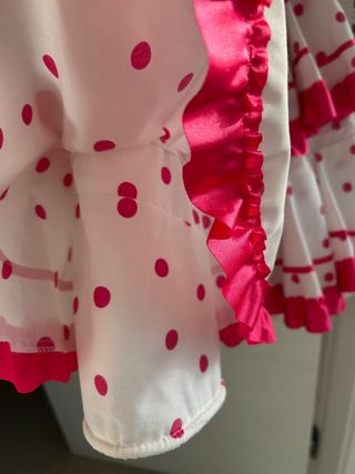 Vestido niña flamenco lunares rosa fucsia