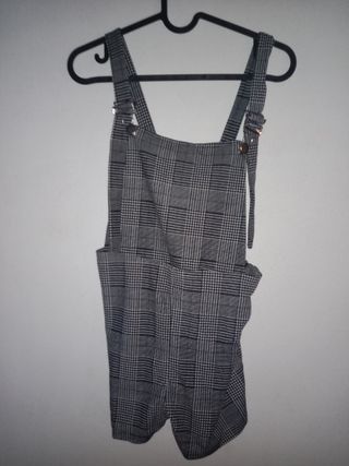 Peto corto cuadros mujer - gris, negro