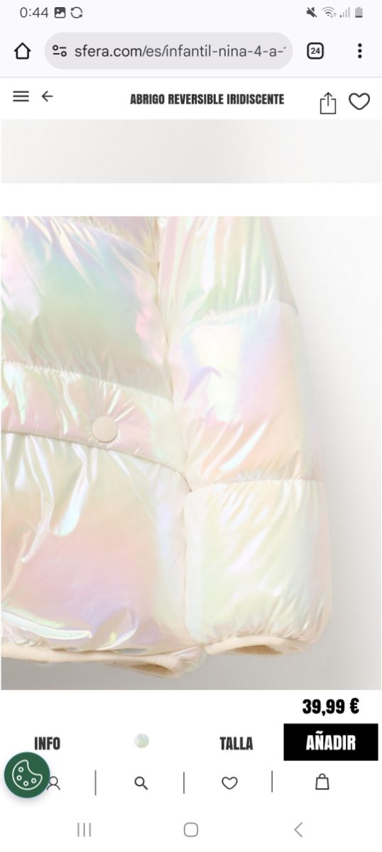 Plumífero blanco niña reversible SFERA 10-12