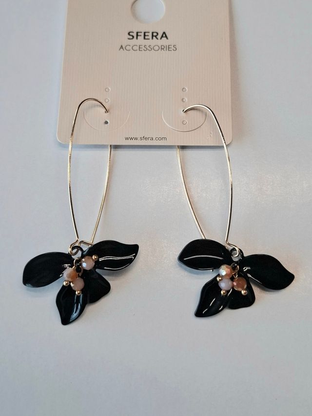 Pendientes Sfera negros dorados