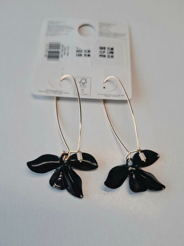 Pendientes Sfera negros dorados