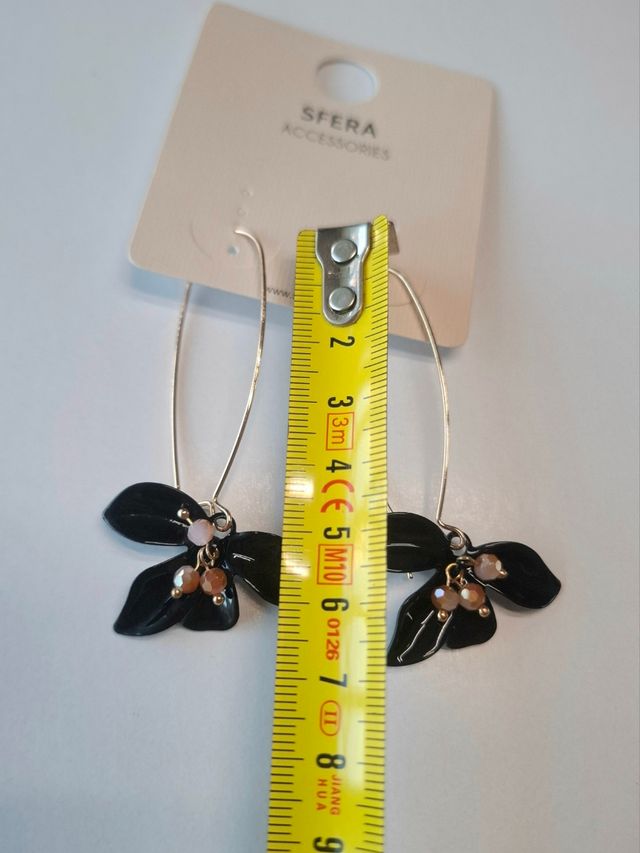 Pendientes Sfera negros dorados