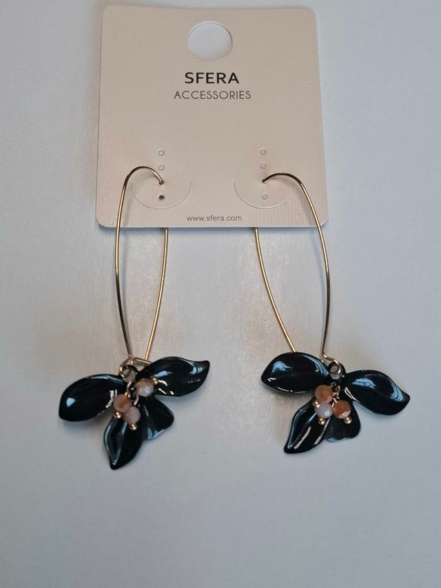 Pendientes Sfera negros dorados