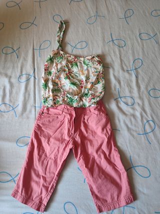 Conjunto niña verano: top+shorts rosa
