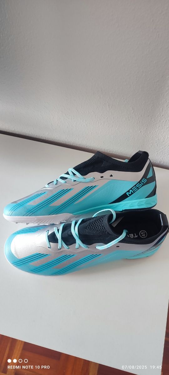 Botas fútbol Messi 44 - Teal/Blanco