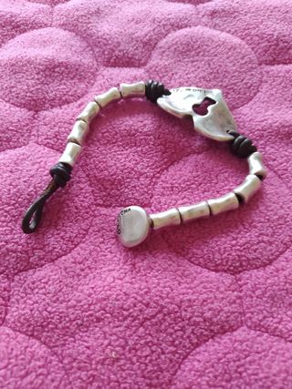 Pulsera Uno de 50 plata y cuero